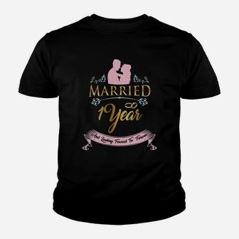 Married For 1 Year And Looking Forward To Forever Wedding Anniversary Gift Kid T-Shirt - Seseable