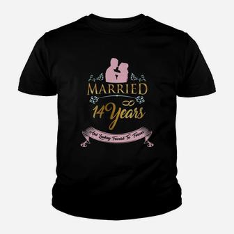Married For 14 Years And Looking Forward To Forever Wedding Anniversary Gift Kid T-Shirt - Seseable
