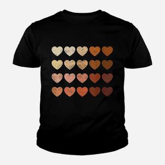 Melanin Hearts Vintage Valentines Day Gift Kid T-Shirt - Seseable