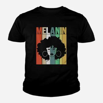 Melanin Vintage Retro Black Afro Woman Queen Gift Kid T-Shirt - Seseable