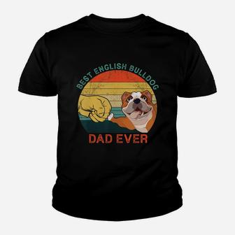 Mens Best English Bulldog Dad Ever Vintage Dog Gift Father's Day Kid T-Shirt - Seseable