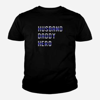 Mens Cop Husband Daddy Hero For Police Fathers Day Gift Kid T-Shirt - Seseable