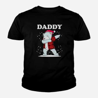 Mens Daddy Bear Matching Family Dabbing Bear Red Plaid Kid T-Shirt - Seseable