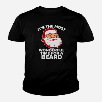 Mens Funny Santa Beard Wonderful Time For A Beard Vintage Kid T-Shirt - Seseable