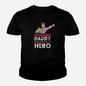 Mens Husband Daddy Protector Hero For Fathers Kid T-Shirt - Seseable