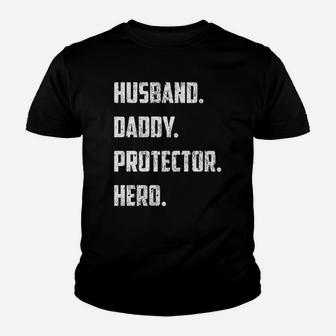 Mens Husband Daddy Protector Hero Gift Fathers Day Kid T-Shirt - Seseable