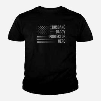 Mens Husband Daddy Protector Hero Gift For Dad Kid T-Shirt - Seseable