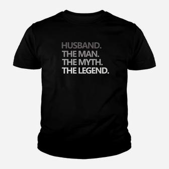 Mens Husband The Man Myth Legend Fathers Day Gift Dad Kid T-Shirt - Seseable