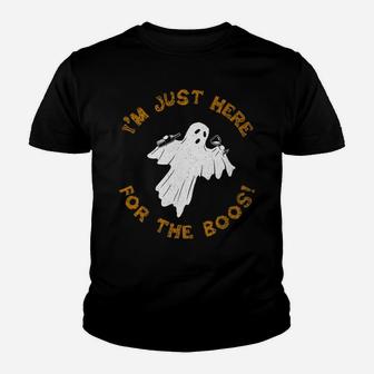 Mens Im Just Here For The Boos Halloween Wine Ghost Gifts Kid T-Shirt - Seseable
