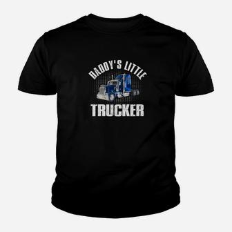 Mens Kids Semi Truck Boys Gift Daddys Little Trucker Kid T-Shirt - Seseable