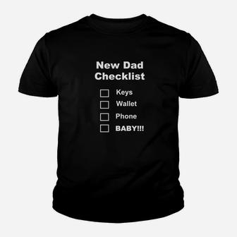 Mens New Dad Checklist Keys Wallet Phone Baby Kid T-Shirt - Seseable