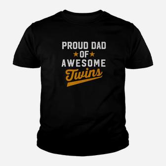 Mens Proud Dad Of Awesome Twins Fathers Day Shirt Kid T-Shirt - Seseable