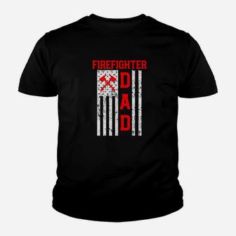 Mens Proud Firefighter Dad American Flag Thin Red Line Father Premium Kid T-Shirt - Seseable