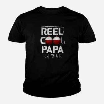 Mens Reel Cool Papa Fishing Grandpa Fathers Day Gift Kid T-Shirt - Seseable