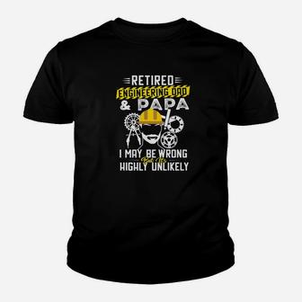Mens Retired Engineering Dad And Papa Shirt Kid T-Shirt - Seseable