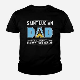 Mens Saint Lucia Dad Is Cooler Promoted To Daddy Kid T-Shirt - Seseable