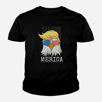Merica Bald Eagle 4th Of July American Flag Funny Gift Kid T-Shirt - Seseable