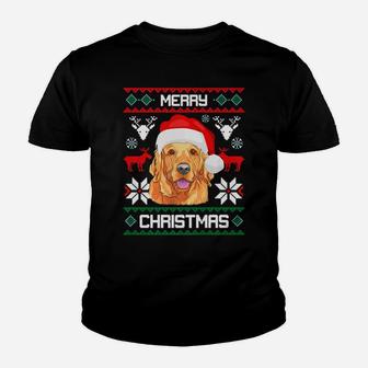 Merry Christmas Golden Retriever Dog Cute Gift Kid T-Shirt - Seseable