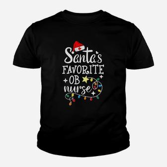 Merry Christmas Nurse Crew Rn Santa's Favorite Ob Nurse Kid T-Shirt - Seseable