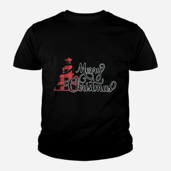 Merry Christmas Women Plaid Christmas Tree Kid T-Shirt - Seseable