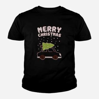 Merry Christmas Xmas Tree On Car Cute Xmas Kid T-Shirt - Seseable