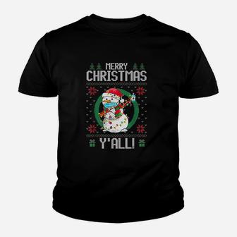 Merry Christmas Yall Snowman Dabbing Ugly Kid T-Shirt - Seseable