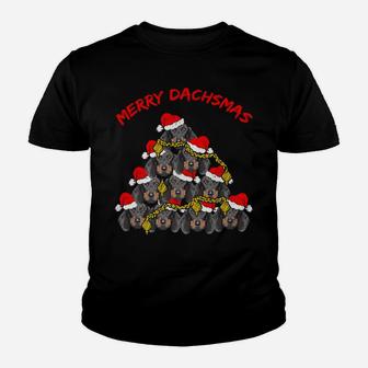 Merry Dachsmas Dachshund Dog Funny Ugly Christmas Tree Kid T-Shirt - Seseable