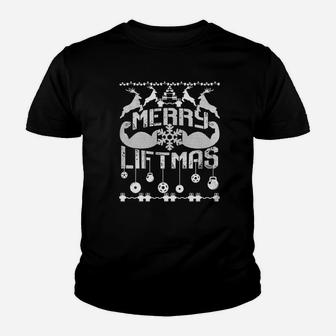 Merry Liftmas Tshirt Ugly Christmas Workout Tee Kid T-Shirt - Seseable