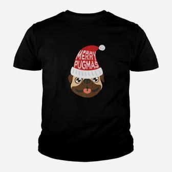 Merry Pugmas Christmas Pug Lovers Gift Pug Mom Dad Kid T-Shirt - Seseable