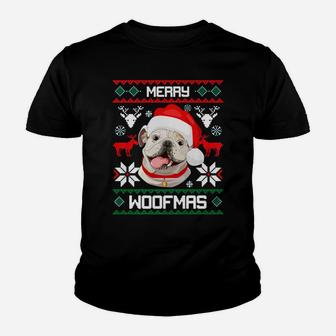 Merry Woofmas English Bulldog Christmas Dog Gift Kid T-Shirt - Seseable
