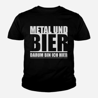 Metal und Bier Kinder Tshirt, Schwarzes Top mit Spruch - Seseable