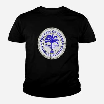 Miami Florida City Seal State Home Pride Dade County Kid T-Shirt - Seseable