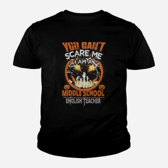 Middle School English Teacher Scare Me Halloween Kid T-Shirt - Seseable