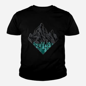 Minimal Mountains Geometry Outdoor Hiking Nature Kid T-Shirt - Seseable
