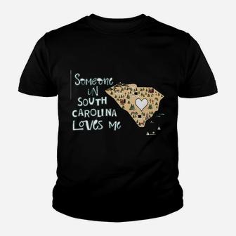 Missing You Gift Someone From South Carolina Loves Me Heart In South Carolina Kid T-Shirt - Seseable