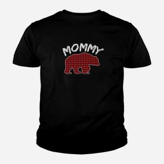 Mommy Bear Red Plaid Mom Matching Family Christmas Kid T-Shirt - Seseable