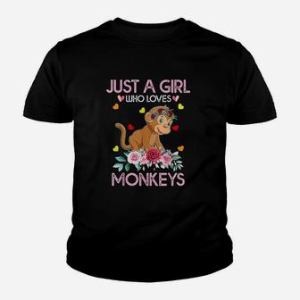 Monkey For Women Kids Just A Girl Who Loves Monkeys Kid T-Shirt - Seseable