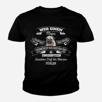 Mops-Liebhaber Schwarzes Kinder Tshirt mit Herzlichem Spruch - Seseable