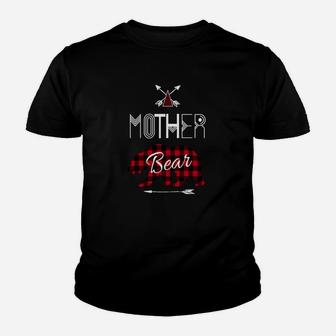 Mother Bear Buffalo Plaid Family Camping Premium Tee Kid T-Shirt - Seseable