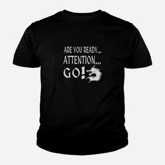 Motivations-Kinder Tshirt Schwarz mit Are you Ready...Attention...GO! Spruch - Seseable