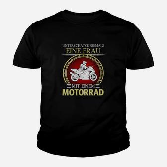 Motorrad Kinder Tshirt für Damen, Nie eine Frau unterschätzen-Design - Seseable