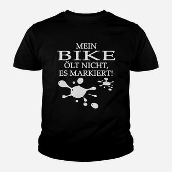 Motorradfahrer-Kinder Tshirt Mein Bike ölt nicht, Humorvolles Schwarz-Tee - Seseable