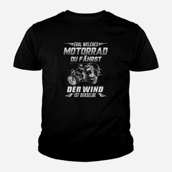 Motorradfahrer Spruch Kinder Tshirt Schwarz, Wind Gefühl Biker Tee - Seseable