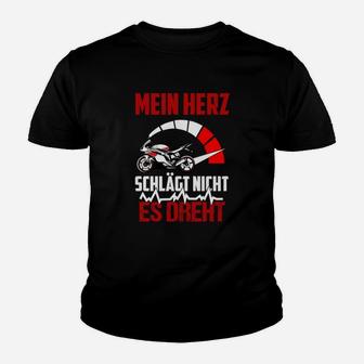 Motorsport Kinder Tshirt Schwarz mit Helm Design Mein Herz schlägt nicht, es dreht - Seseable