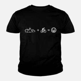 Mountainbike Glücksgleichung Schwarzes Kinder Tshirt, Radfahrer-Outfit - Seseable