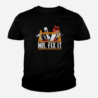 Mr Fix It Fathers Day Funny Dad Papa Kid T-Shirt - Seseable