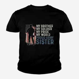 My Brother My Soldier Hero Proud Army Sister Kid T-Shirt - Seseable