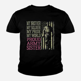 My Brother My Soldier Hero Proud Army Sister Military Kid T-Shirt - Seseable