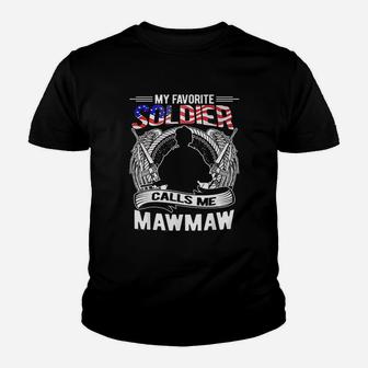 My Favorite Soldier Calls Me Mawmaw Proud Army Grandma Gift Kid T-Shirt - Seseable