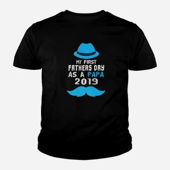 My First Fathers Day As A Papa New Grandpa 2019 Gift Premium Kid T-Shirt - Seseable